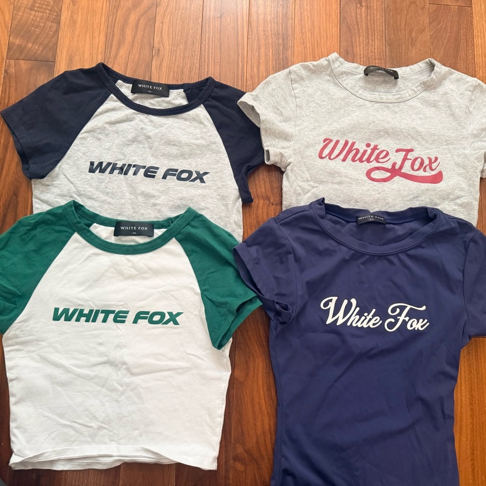 White Fox Boutique Short Sleeve Logo Tee Set - Navy, Gray, Green, White